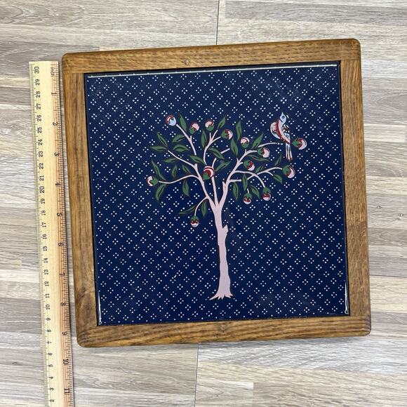 Vintage Framed Tile Art Bird of Peace And Tree 9” - A116 - Picture 4 of 5